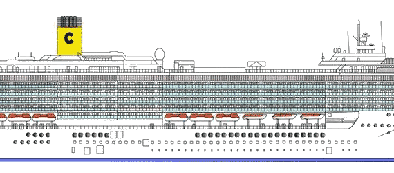 SS Costa Atlantica [Cruise Ship] (2000) - drawings, dimensions, figures